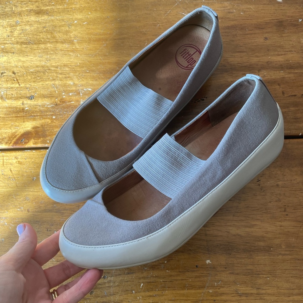 Fitflop Due Wedge Mary Jane Comfort Shoes Flats Leather Women's 41